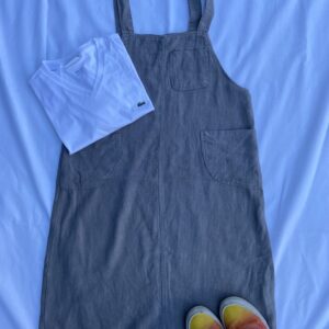 Linen dungaree style dress