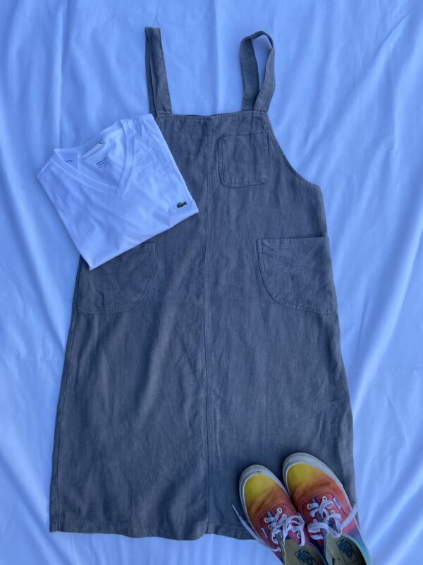 Linen dungaree style dress