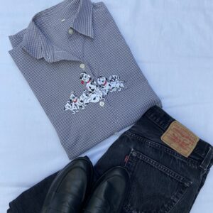 Black and white checked shirt with 101 Dalmatians embroidered in the front